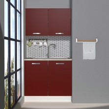 Decoraktiv Mini 90 MDF Hazır Mutfak Dolabı - Tezgah Dahil - Bordo