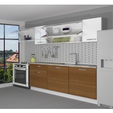 Decoraktiv Ekol 240 MDF Hazır Mutfak Dolabı - Tezgah Dahil - Ceviz - Beyaz