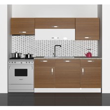 Decoraktiv Prestij 220 MDF Hazır Mutfak Dolabı - Tezgah Dahil - Naturel Ceviz