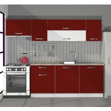 Decoraktiv Ekol 240 MDF Hazır Mutfak Dolabı - Tezgah Dahil - Bordo