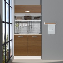 Decoraktiv Mini 90Y MDF Hazır Mutfak Dolabı Naturel Ceviz Tezgah Dahil Dayanıklı Malzeme