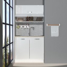 Decoraktiv Mini 90Y MDF Hazır Mutfak Dolabı - Tezgah Dahil - Parlak Beyaz