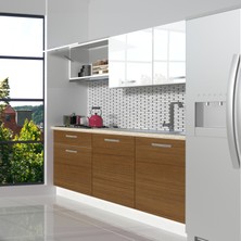 Decoraktiv Naturel 160 MDF Hazır Mutfak Dolabı - Tezgah Dahil - Ceviz - Beyaz