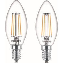 Philips LED Classic 40W B35 E14 Non-Dim 2700K 2'li Ekopaket Led Filament Ampul