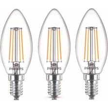 Philips LED Classic 40W B35 E14 Non-Dim 2700K 3'lü Ekopaket Led Filament Ampul