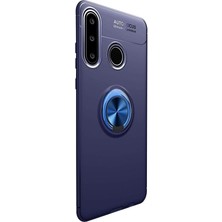 Case Street Huawei P30 Lite Kılıf Ravel Yüzüklü Mıknatıslı Silikon Lacivert