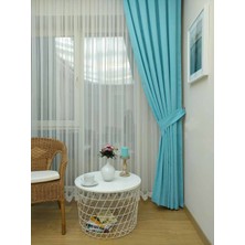 Caserta Home Düz Turkuaz Sık Pileli Tek Kanat Fon Perde - Melis Ada V07