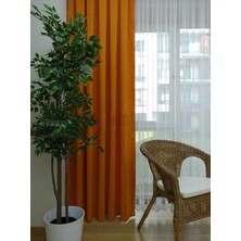 Caserta Home Düz Oranj Orta Sıklıkta Pileli Tek Kanat Fon Perde - Melis Ada V11