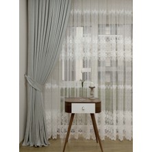 Caserta Home Düz Gri Orta Sıklıkta Pileli Tek Kanat Fon Perde - Melis Ada V04