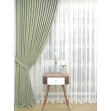 Caserta Home Düz Su Yeşili Sık Pileli Tek Kanat Fon Perde - Melis Ada V14