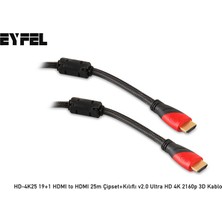 Eyfel HD-4K25 19+1 HDMI to HDMI 25m Çipset+Kılıflı v2.0 Ultra HD 4K 2160p 3D Kablo