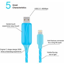 Doppler I-Cable Micro USB Işıklı, Mavi