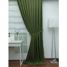 Caserta Home Düz Çimen Yeşili Orta Sıklıkta Pileli Tek Kanat Fon Perde - Melis Ada V16