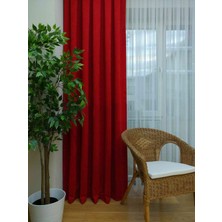 Caserta Home Düz Kırmızı Sık Pileli Tek Kanat Fon Perde - Melis Ada V12477-23