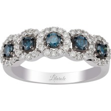 Lilarote Mavi Pırlanta Beştaş Yüzük