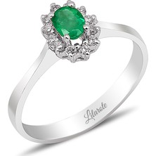 Lilarote 0.15 Ct Pırlantalı Zümrüt Yüzük