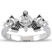 Lilarote 0.14 Ct Üç Taş Pırlanta Yüzük