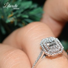 Lilarote 0.45 Ct Modern Tasarım Baget Kare Tektaş Yüzük