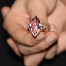 Lilarote Ametist Taşlı Pırlanta Yüzük