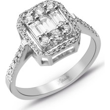 Lilarote Modern Tasarım 0.80 Ct Baget Kare Tektaş Yüzü