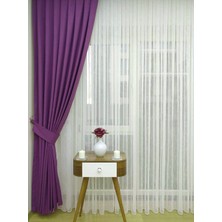 Caserta Home Düz Mor Orta Sıklıkta Pileli Tek Kanat Fon Perde - Melis Ada V24