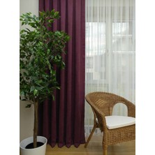 Caserta Home Düz Mürdüm Sık Pileli Tek Kanat Fon Perde - Melis Ada V26