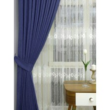 Caserta Home Düz Parlement Mavi Sık Pileli Tek Kanat Fon Perde - Melis Ada V31