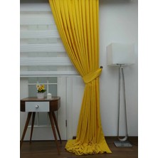 Caserta Home Düz Sarı Orta Sıklıkta Pileli Tek Kanat Fon Perde - Melis Ada V12478