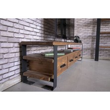 Deryawood Masif Ahşap Çekmeceli Tv Ünitesi 45x180 cm