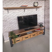 Deryawood Masif Ahşap Çekmeceli Tv Ünitesi 45x200X55 cm