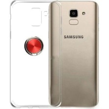 Coverzone Samsung Galaxy J6 PLUS Kılıf Şeffaf Yüzük Tutucu Standlı Kılıf + Nano Glass Nano Ekran Koruma