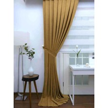 Caserta Home Düz Hardal Sık Pileli Tek Kanat Fon Perde - Melis Ada V12485