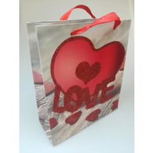 Event Party Store Karton Çanta Love Simli 21Cm x 24Cm