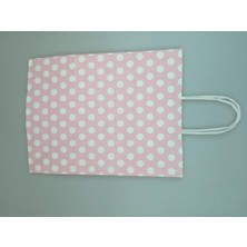 Event Party Store Kraft Kağıt Çanta Pembe Puanlı 18Cm x 24Cm
