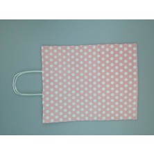 Event Party Store Kraft Kağıt Çanta Pembe Puanlı 25Cm x 30Cm