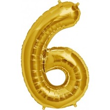 Event Party Store Rakam Balon Folyo 6 Gold 70 Cm
