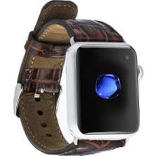 Bouletta Apple Watch Uyumlu Deri Croco Kordon 42/44mm Yk06 Kahverengi