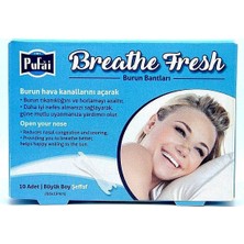 Pufai Breathe Fresh Burun Bandı Şeffaf Büyük Boy 66Mm 19Mm 10 Adet 1 Kutu