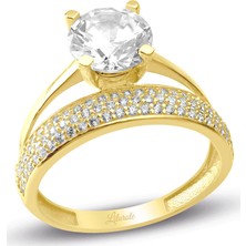 Lilarote 3 Sıra Bombeli Tamturlu Tektaş Yüzük