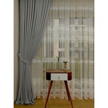 Caserta Home Düz Gri Orta Sıklıkta Pileli Tek Kanat Fon Perde - Melis Ada V12488