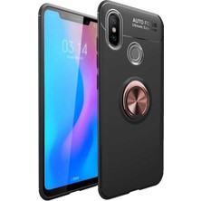 Case 4U Xiaomi Redmi Note 7 Kılıf Autofocus Shockprof Ravel Yüzüklü Standlı Slikon Kapak Siyah Rose Gold