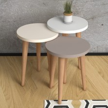 Monte Sehpa Soul Zigon Sehpa- Beyaz/Krem/Cappuccino