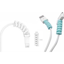 Crnada Micro USB - Type C - iPhone Uyumlu Kablo Spiral Kablo Koruyucu Sarı