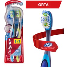 Colgate 360 Diş Arası Temizliği Dil ve Yanak Temizleyicili Orta Diş Fırçası 1+1