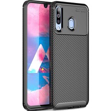 Case 4U M30 Uyumlu Kılıf Rugged Armor Karbon Desenli Lüx Negro Silikon Arka Kapak Siyah