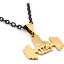 Solfera Güç Yumruk Halter Body Building Sarı Çelik Erkek Kolye Q0050