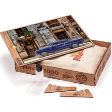 King Of Puzzle Havana Sokağı  ve Mavi Plymouth Ahşap Puzzle 1000 Parça (TT05-M)