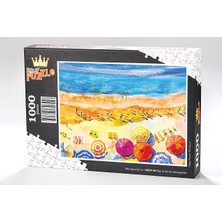 King Of Puzzle Plaj ve Renkli Şemsiyeler Ahşap Puzzle 500 Parça (MZ8-D)