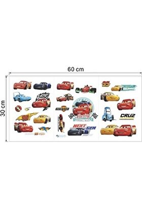 Zooyoo Duvar Sticker Arabalar Cars Filmi Şimşek 30 x 60 cm