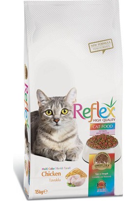 Reflex Cat Multi Colour Tavuklu Renkli Taneli Yetişkin Kedi Maması 15 Kg